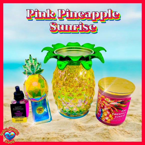 BBW 🍍 Pineapple Water Globe Candle Holder & Accessories 🍍 4 pc gift set